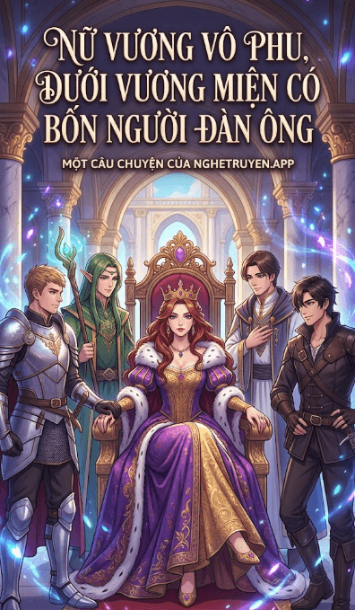 Ảnh bìa Nữ Vương Vô Phu, Dưới Vương Miện Có Bốn Người Đàn Ông.